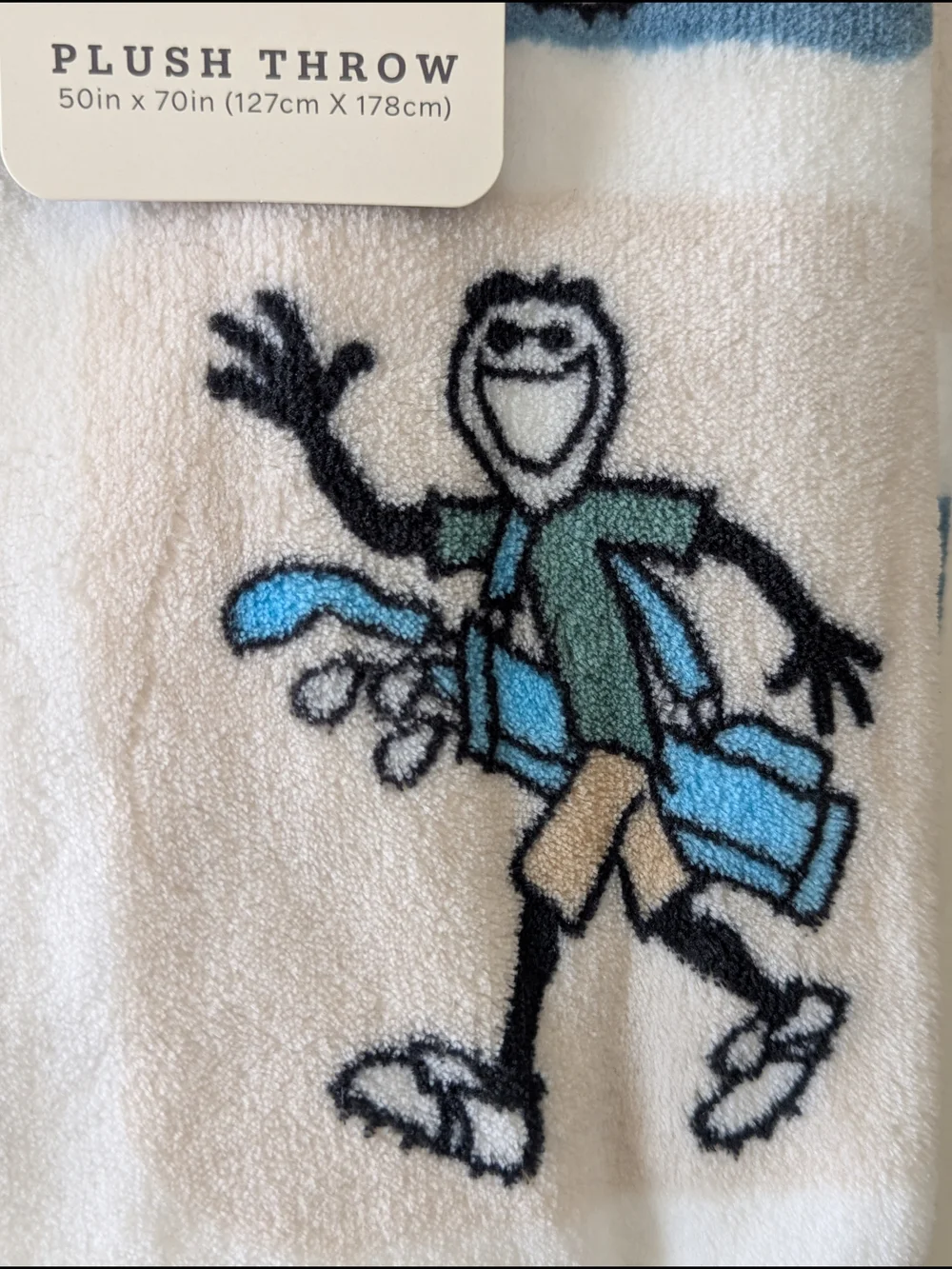 Life is Good Plush Golf Throw Blanket 50 x 70in - Blue & White NEW